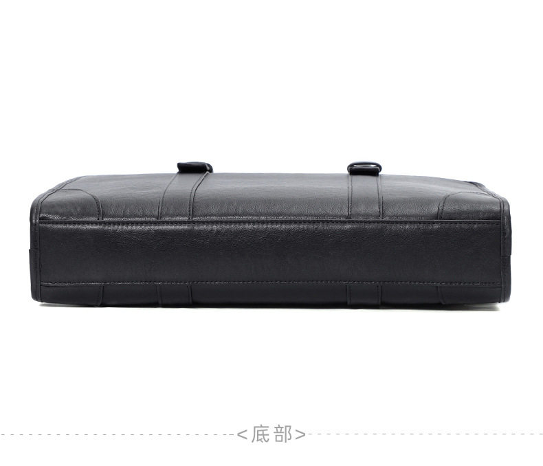 Túi xách tay nam da bò lớp đầu 38×8×28 cm, túi công sở đựng laptop 14 inch, đeo chéo tiện lợi — Màu Đen thuộc da bình thường bên trong màu đen, Màu đen cây cao, Lớp lót nỉ flannel cao cấp cầm tay màu đen chi tiết 17