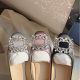 in stock Grape Mom Same Style Spring and Autumn Water Diamond Buckle Square Head Flat Wedding Shoes Shallow Mouth Elegant Elegant Satin Shoes for Women