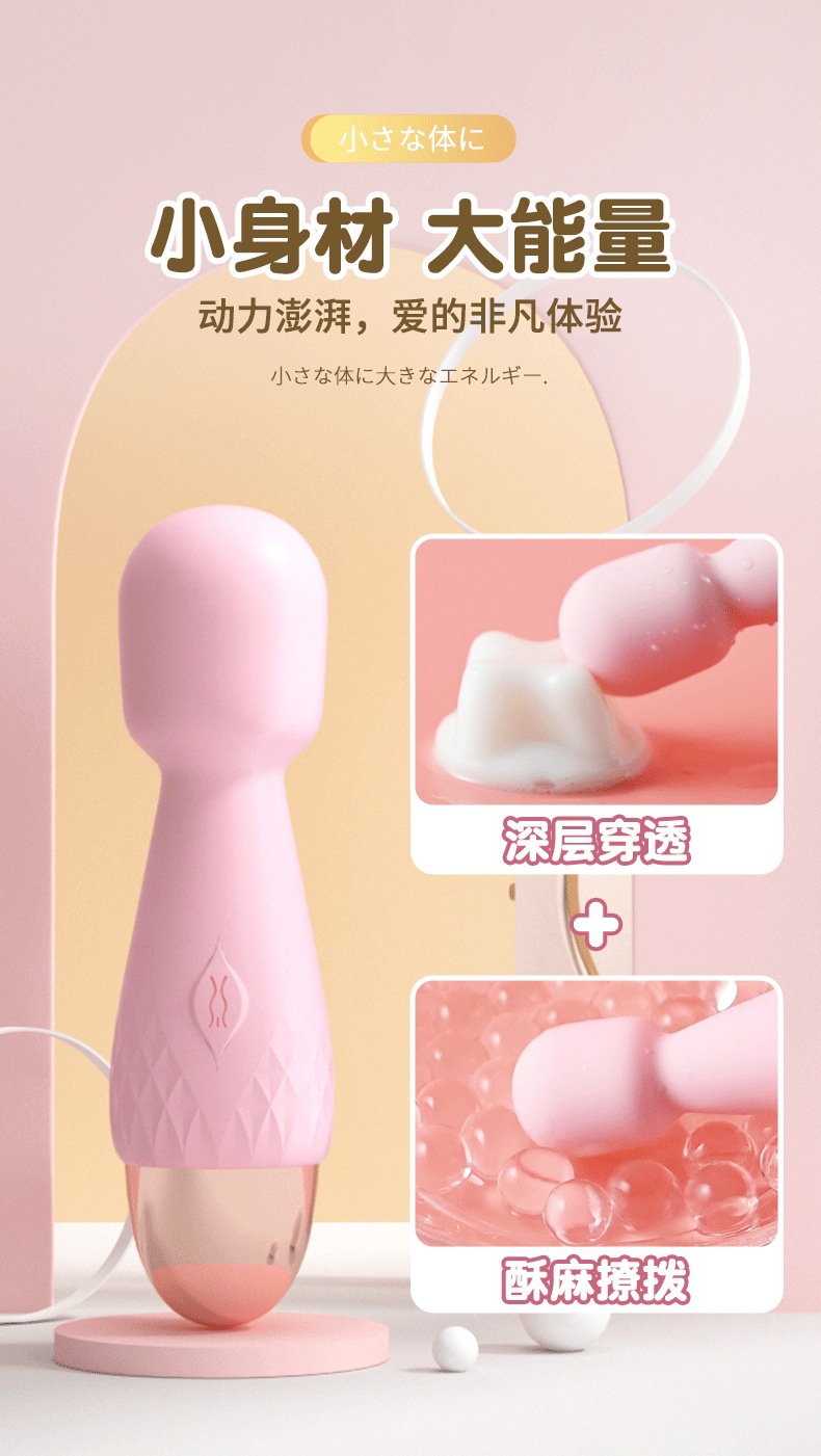 Laile Cherry Blossom Pink Mini AV Stick USB Rechargeable Silicone Adult Massager — detail image 13