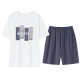 Pajamas Men's Summer Cool Cotton Thin Pullover Casual Letter Printed Lycra Cotton Comfortable Outer Wear Home Clothes