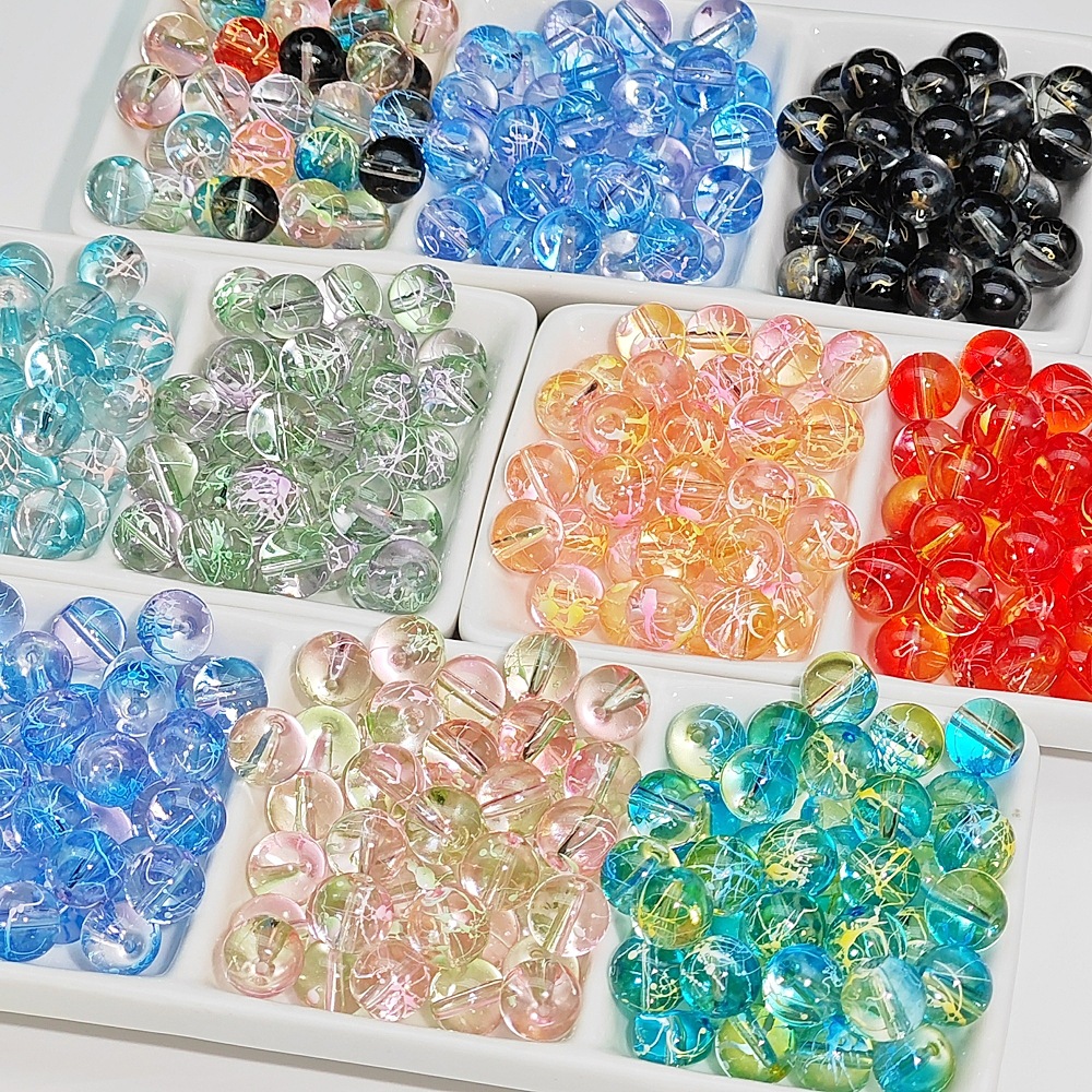 10mm双彩拉丝透珠琉璃散珠仙女手工DIY手链手串项链耳饰串珠材料