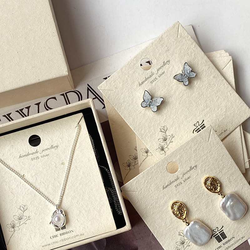 Vanilla Jewelry Earrings Necklace Cardboard Custom Logo Hairpin Back Card Earrings Jewelry Display Card Brooch Bracelet