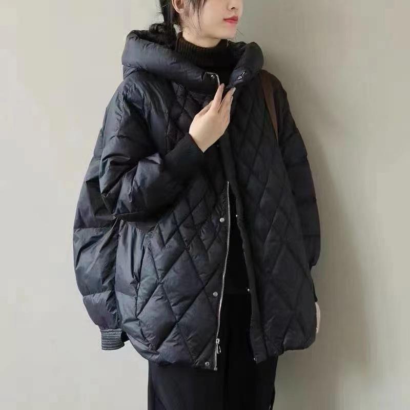 Cross-border Autumn and Winter New Loose Korean-style Hooded Large Size Artistic Leisure Warm White Duck Down Jacket Trendy