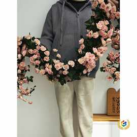 玫瑰假花藤阳台吊篮藤椅装饰吊顶空调管道装饰花藤条遮挡缠绕
