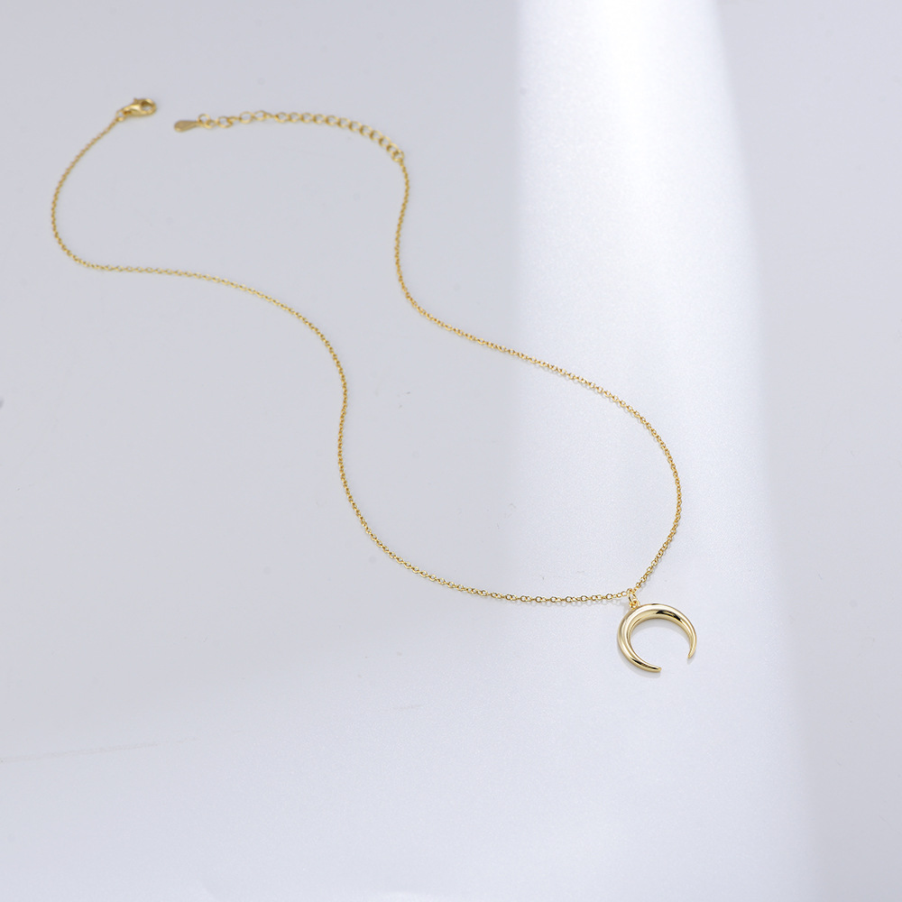 Peishang s925 vintage ins Crescent simple moda colgante europeo y americano nuevo cuerno Luna collar Romano