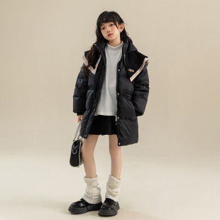 Fenghe Girls' down Jacket 2025 New Stylish and Fashionable Thickened Winter Clothing for Older Children, Children's Winter White Duck down Jacket