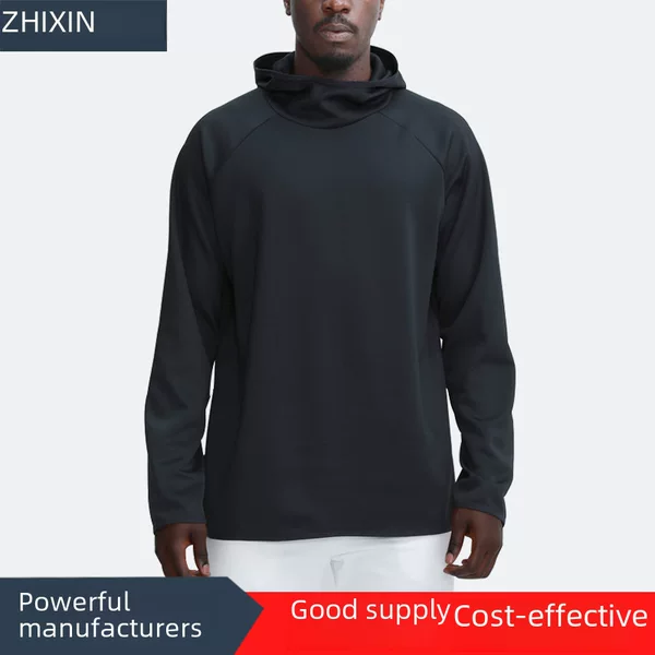 lulu European and American new hooded sports sweater men's long-sleeved stand collar sports loose running training fitness sweater