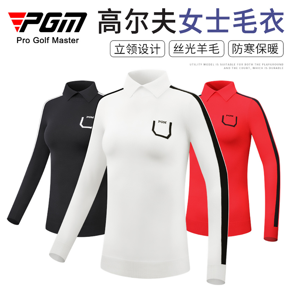 Áo len nữ dài tay PGM chơi golf thu đông chống lạnh — YF424-Đen, YF424-màu đỏ, YF424-màu trắng