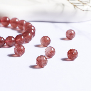 Natural Ice Strawberry Crystal Round Beads Crystal Beads Accessories DIY Beaded Ins Style Handstring Necklace Accessories