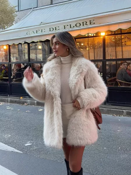 Aliexpress Amazon European and American Cross-Border 2026 Winter Fox Fur Lazy Style Mid-Length Faux Fur Coat