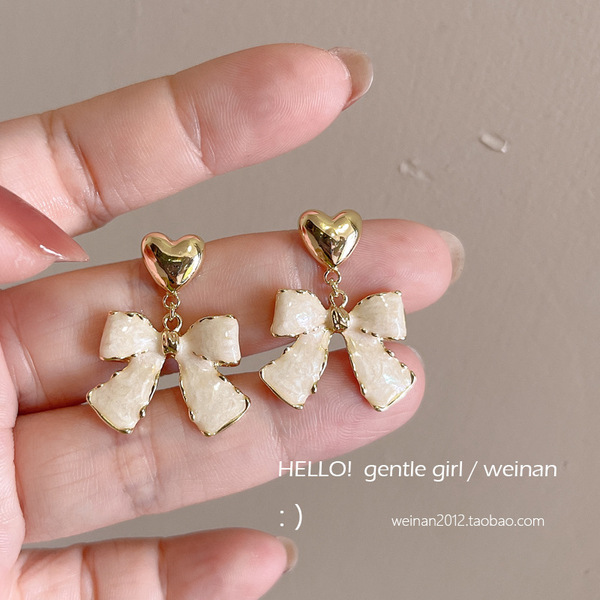 Cute fashionable universal trend earrings with bow