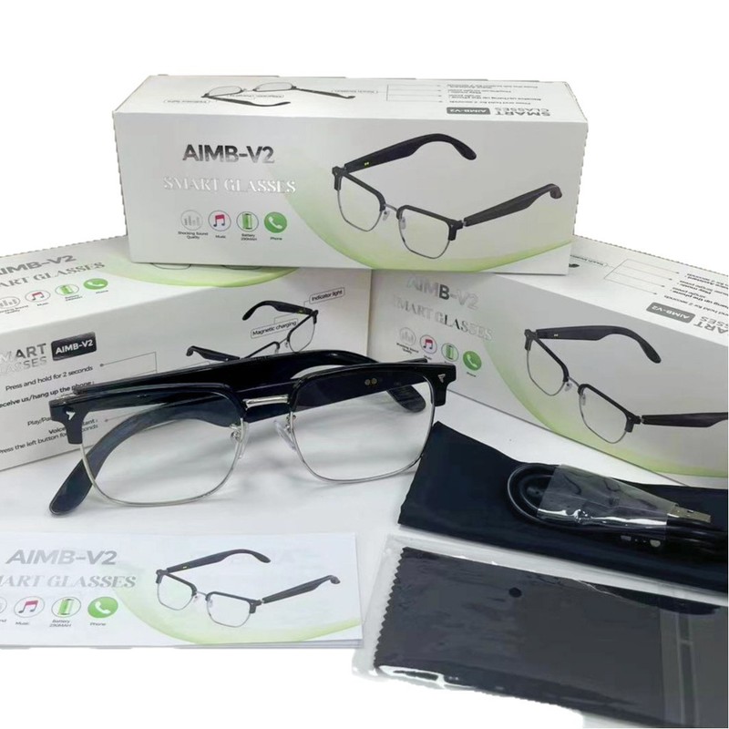 AIMB-V2智能蓝牙眼镜半框款蓝牙配近视眼镜听歌接打电话导航智能|undefined
