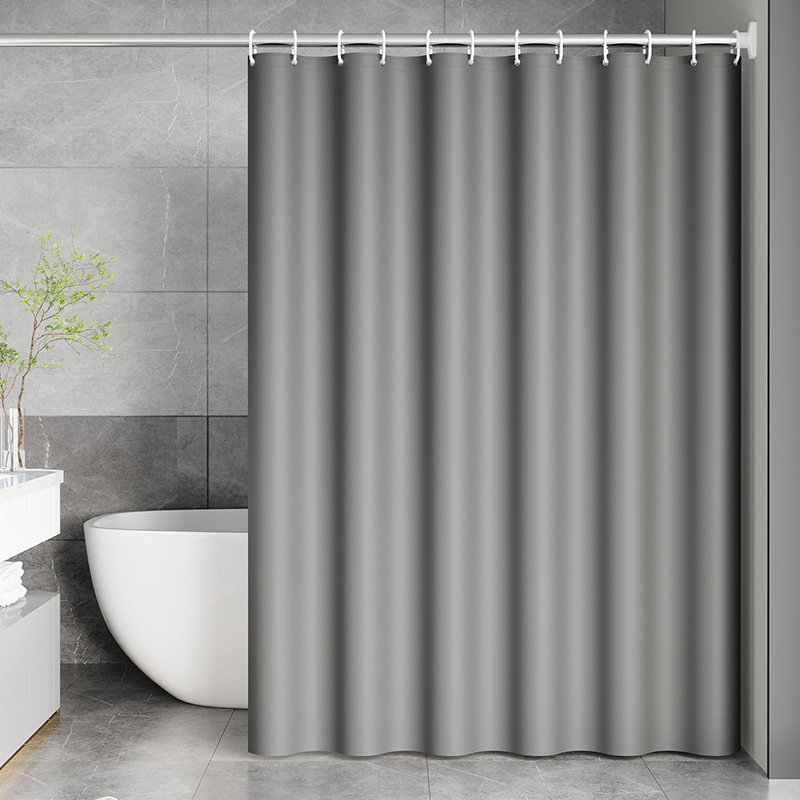 Cortina impermeable de baño engrosada de color puro, juego de cortina de baño de baño, cortina de baño de dormitorio de hotel sin perforación, cortina de puerta
