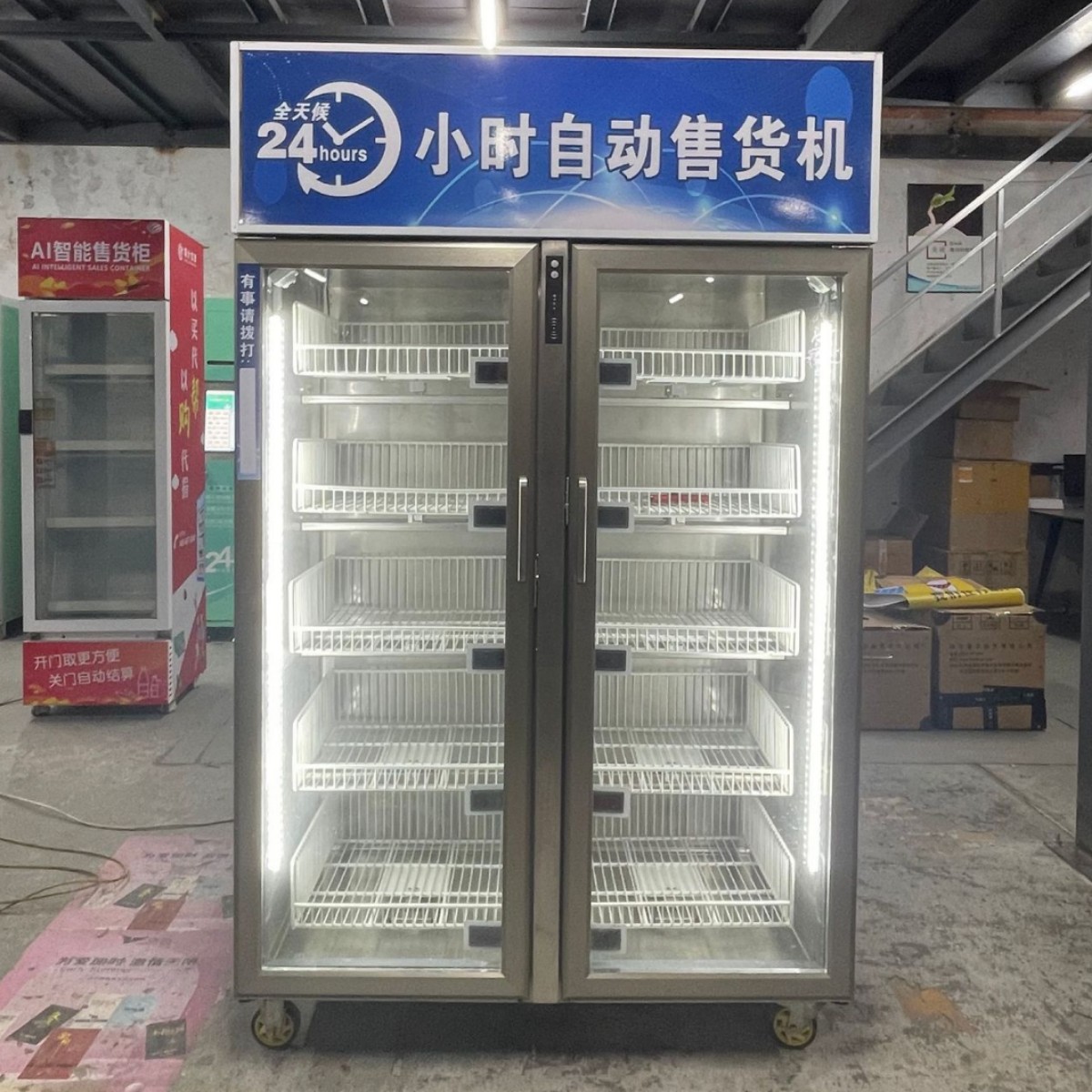 自助开门柜售卖机双开门视觉柜饮料零食24小时智能无人自动售货机