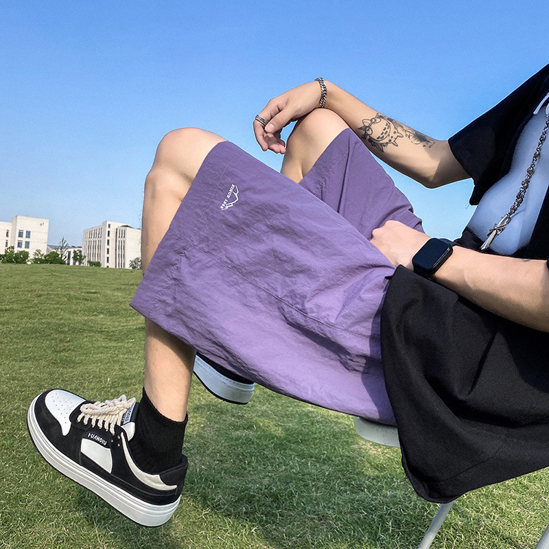 Dopamine Purple Shorts Men's Summer American Quick-drying Breathable Casual Pants Straight-leg Wide-leg Ice Silk Beach Medium Pants Dopamine Purple Shorts Men's Summer American Quick-drying Breathable Casual Pants Straight-leg Wide-leg Ice Silk Beach Medium Pants
