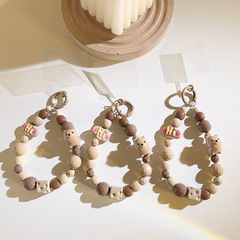 Cute cartoon doll mix and match bead chain short mobile phone lanyard wrist strap universal mobile phone case key chain pendant