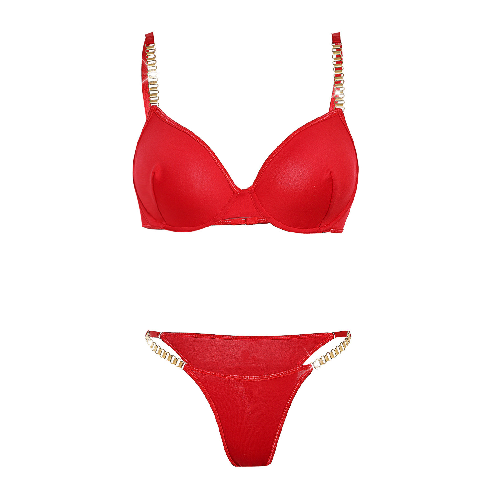 Sexy Mesh Lingerie Set With Chains And Push-up Bra And Thong_voghion.com