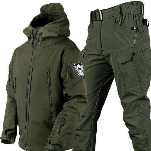 Outdoor Shark Skin Warm Suit Special Forces Camouflage Fleece Thickened Winter Soft Shell Large Size Assault Jacket 