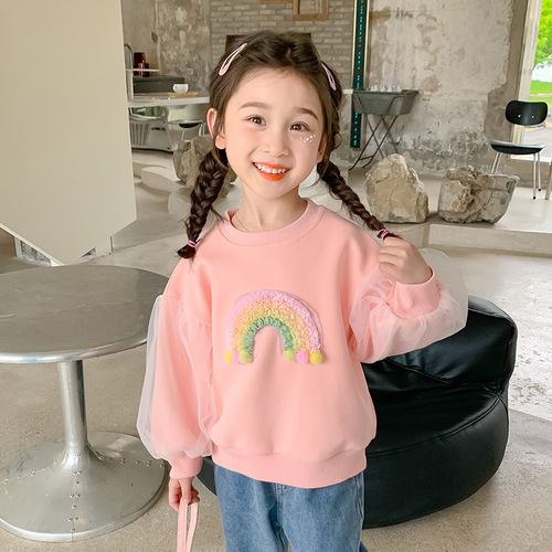 Cute and Fashionable Spring and Autumn New Children's Sweatshirt for Girls, Suitable for Middle and Small Children