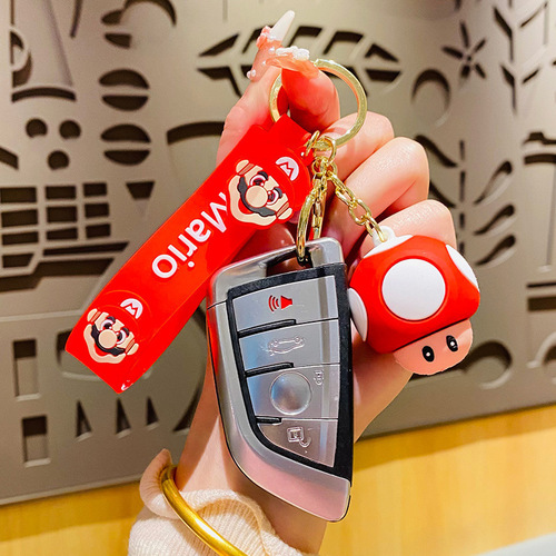 New cartoon game Super Mario Mario plush keychain ornament cute figurine auto key wholesale