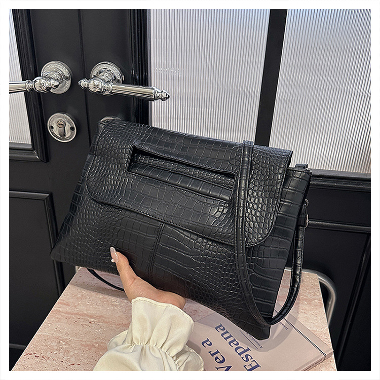 New cross-border foreign trade crocodile pattern strap clutch bag, large-capacity file bag, storage bag, official document bag, crossbody bag undefined
