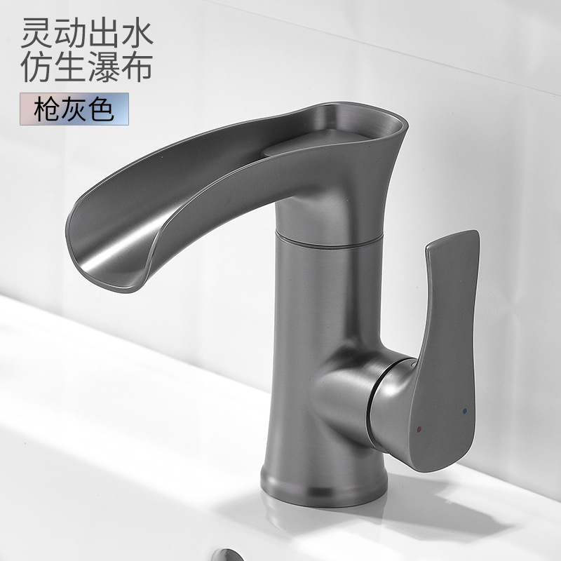 Uno por uno transfronterizo grifo dedicado lavabo de agua fría y caliente cascada de salida de agua de un solo agujero lavabo cuenca grifo