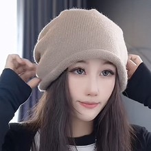 年秋冬抽绳针织堆堆帽女百搭日系大头围显瘦