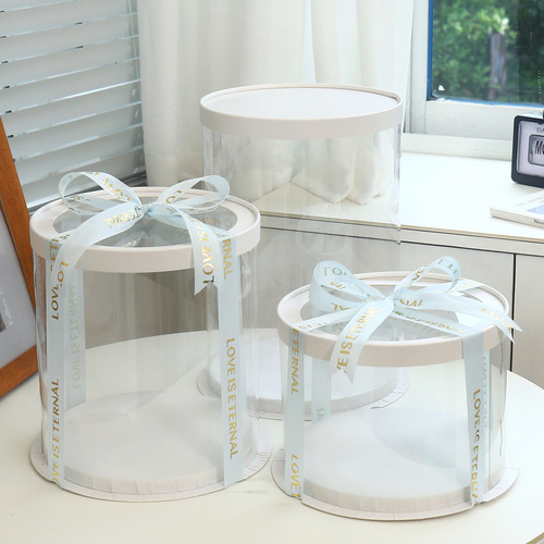 Circular transparent cake box 6-inch 8-inch 10-inch single-layer double-layer high gift box birthday cake box