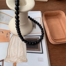 韩国代购东大门羊选自留黑玛瑙天然原石暗黑高级感手工串珠锁骨链