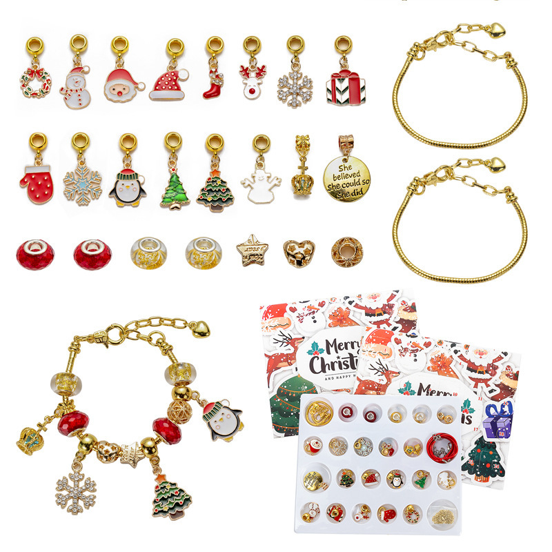 新しいクリスマスブラインド箱セット雪花滴油ビーズブレスレットかわいいクリスマス老人鈴クリスマスツリーアクセサリー|undefined