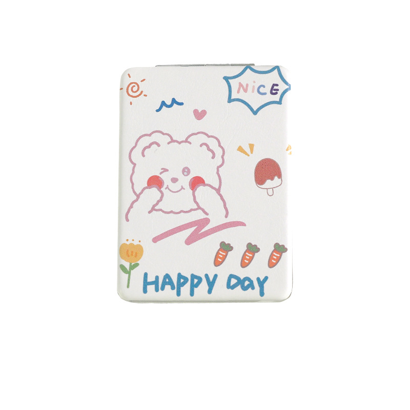 Handheld portable small double-sided folding cute mirror for…