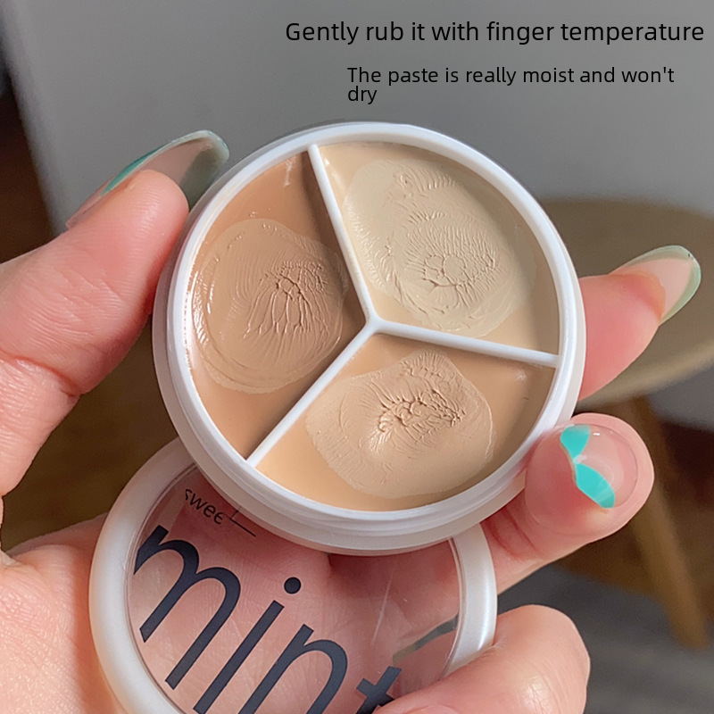 Makeup Sweet Mint Three-Color Concealer to Cover Spots, Acne Marks, Dark Circles, Non-Removable Foundation Concealer Palette