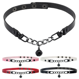 Personalized Diablo Sweet Cool Spice Girl Leather Necklace Necklace Light Luxury Niche Choker Bell Collar Neck Strap Clavicle Chain for Women