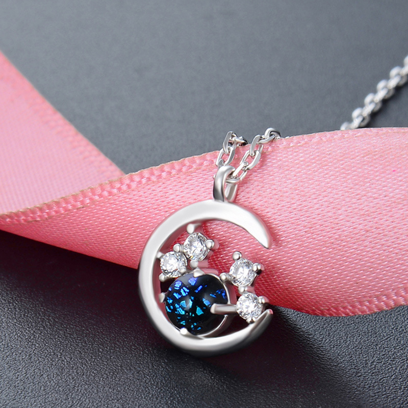 Noche de luna guardianes de la moda de la personalidad del viento futuro collar de clavícula S925 plata personalidad collar creativo al por mayor