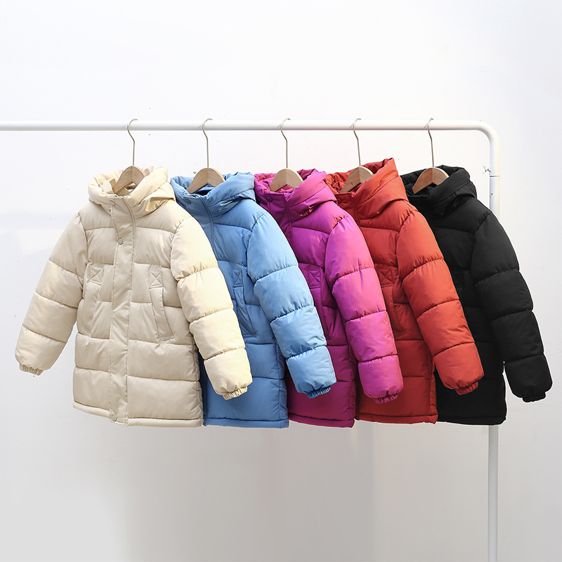 秋冬季儿童棉服中长款加厚保暖棉衣外套男童女童装中大童宝宝棉袄