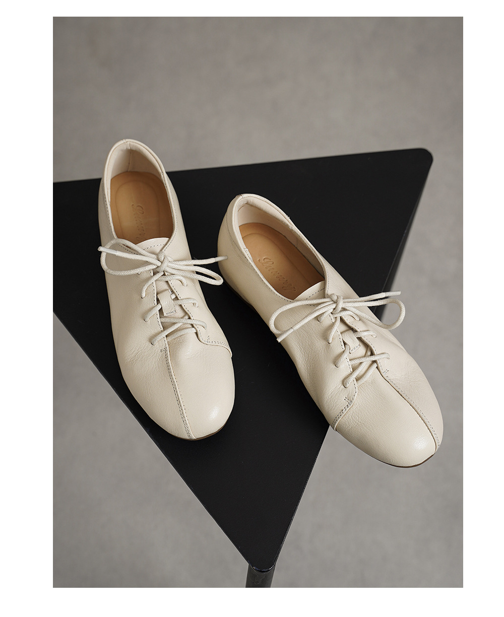 Giày lười nữ da cừu buộc dây mũi vuông phong cách loafer — đen chi tiết 16