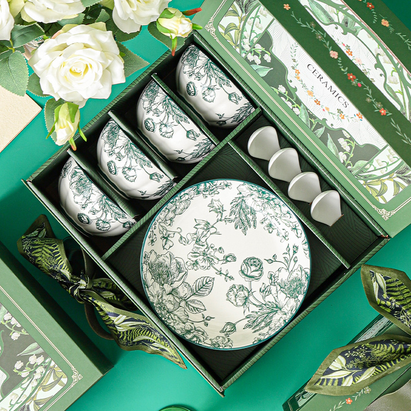 Ceramic bowls and dishes under glaze color gift suit gift bowl gift box business gift opening promotional gifts