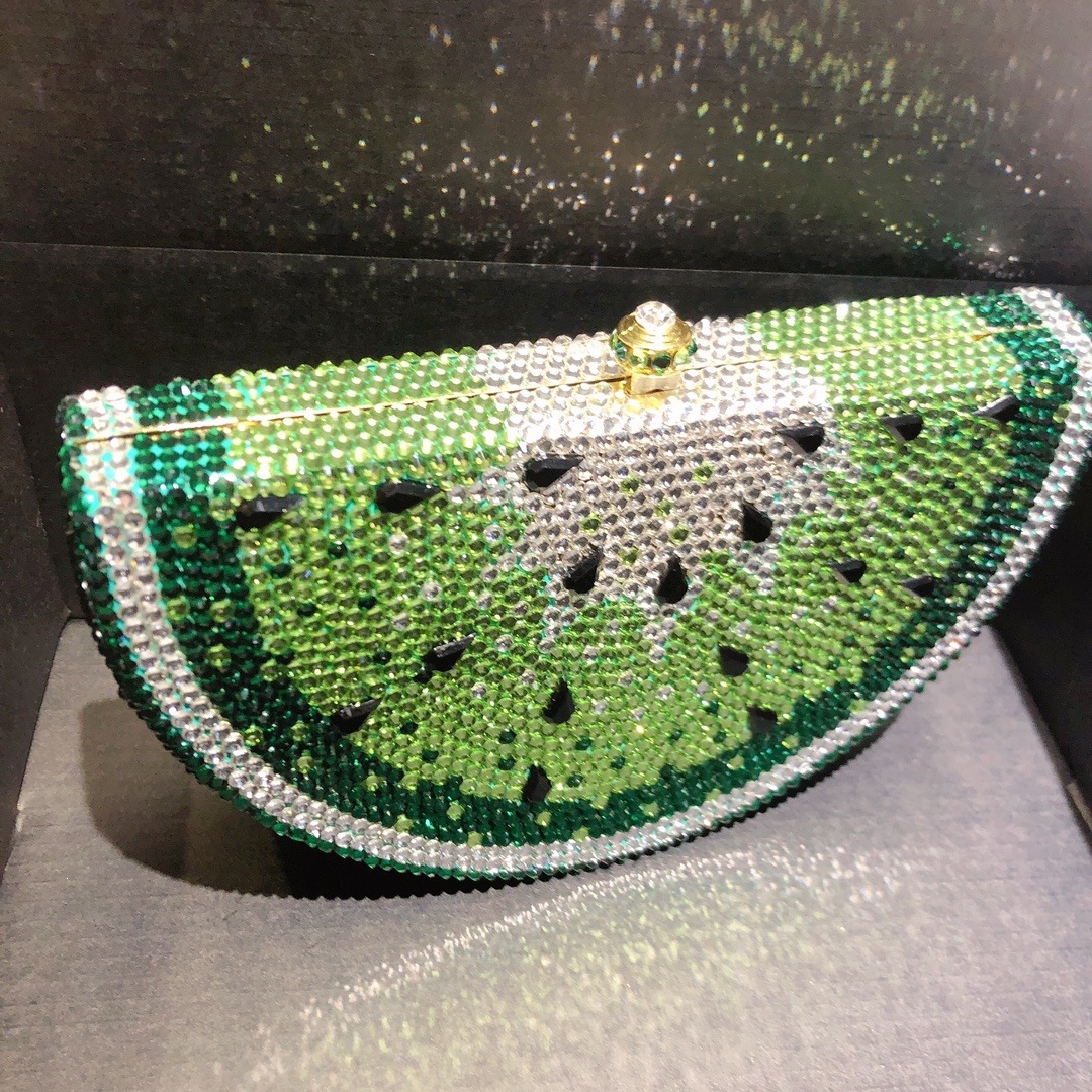 Limón verde sandía con diamantes bolsas de cena de diamantes bolsas de mano de banquete de lujo bolsas de diamantes bolsas de piedra