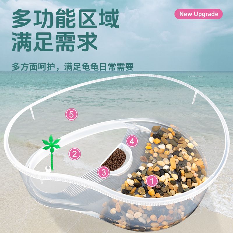 Tanque de tortuga con mesa de secado Tanque doméstico de plástico para tortugas Tortuga mascota pequeña caja doméstica portátil con tapa