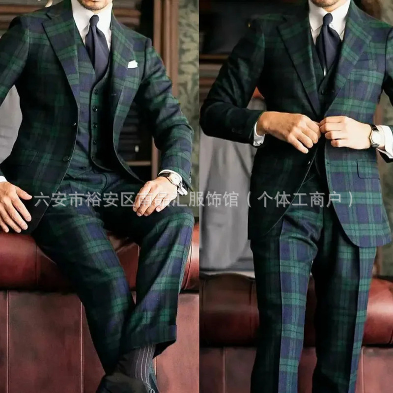 Aliexpress Three-Piece Suit Plaid Design, Handsome Casual Suit Suit, Men's Daily Business Suit