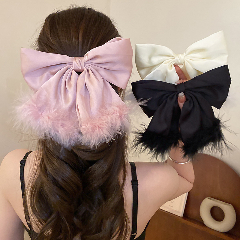 Women's Simple Style Bow Knot Alloy Cloth Feather Hair Clip display picture 3