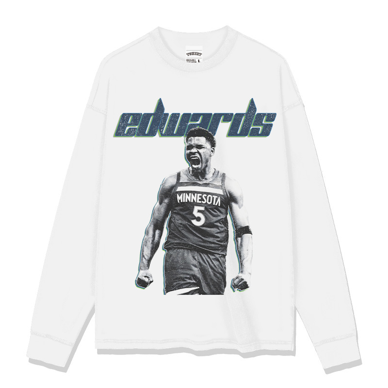 Edwards American Star camiseta de calle hip-hop marca de tendencia impresión retro hacer viejo lavado pesado suelto manga corta