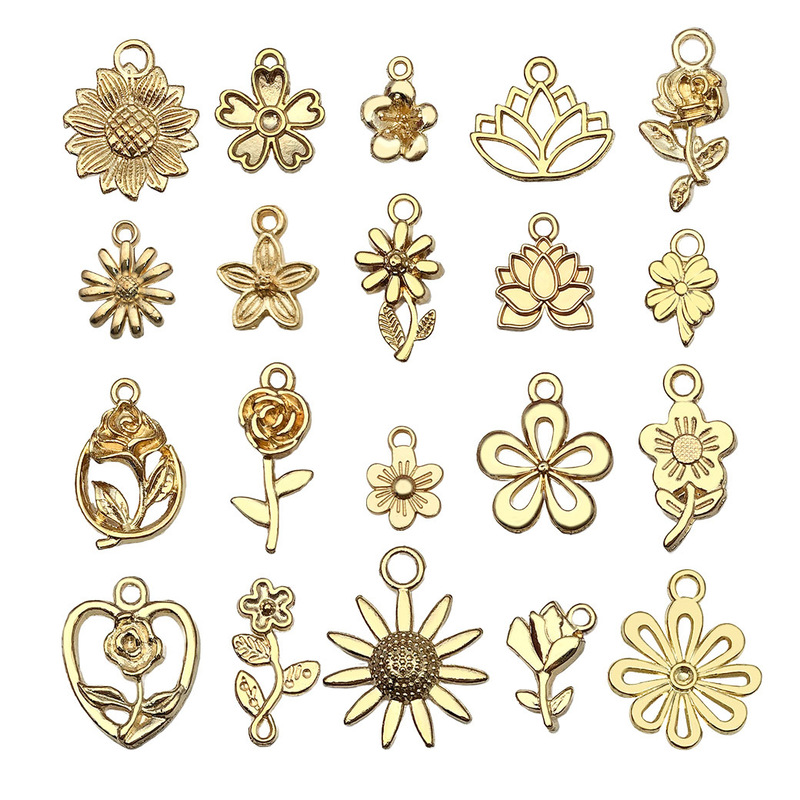 Amazon Hot Sale KC Gold ALLOY Sunflower Rose Flower Pendant Pendant DIY Bracelet Necklace Accessories