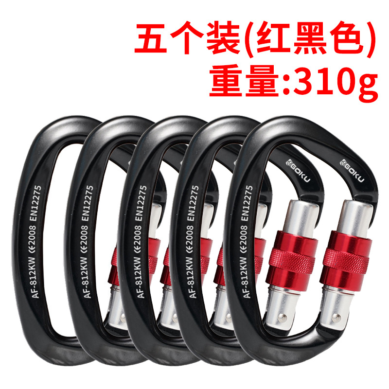 빨간색과 검정색 5팩 D형 메인 잠금 장치