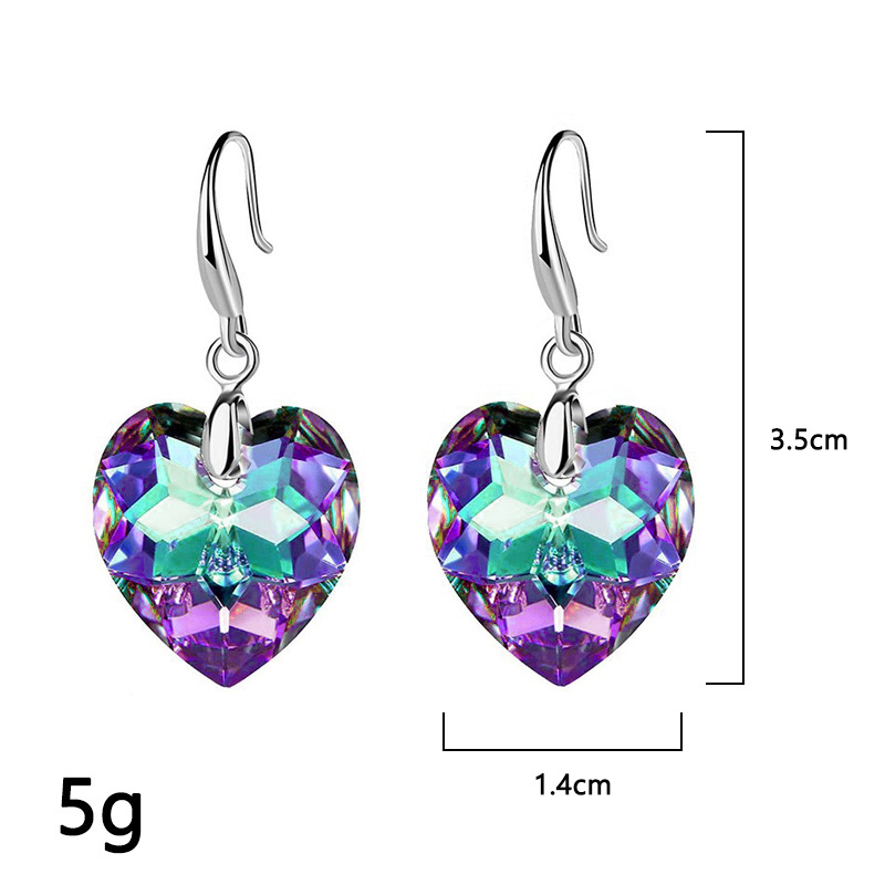 Simple Style Heart Shape Alloy Glass Women's Drop Earrings 1 Pair display picture 1