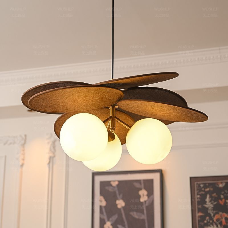 跨镜法式中古藤编餐厅吊灯复古日式餐桌书房主卧室阳台魔豆灯新款