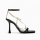 Funny high-heeled shoes in bed, thin heels, black and versatile in 2023 summer, with Roman sandals female