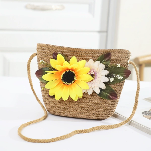 Yellow pink sunflower coffee bag