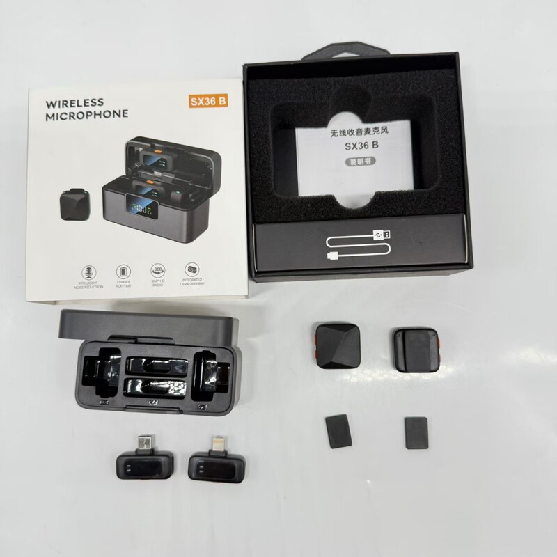 Sx36B Wireless Microphone Two-To-Two Magnetic Wireless Lavalier Microphone Live Broadcast Noise Reduction Radio Microphone Stereo