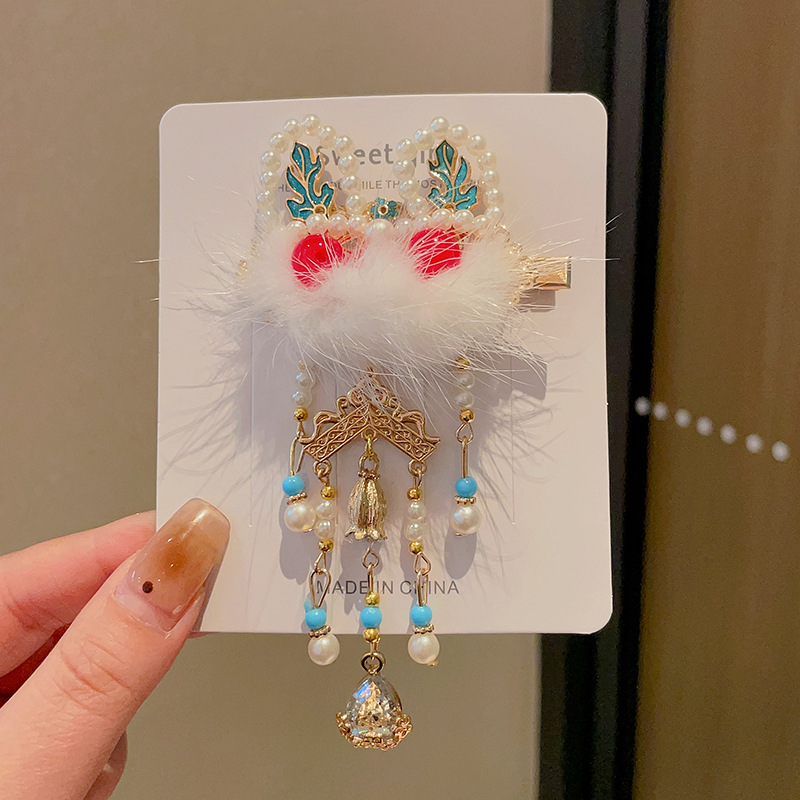 Año Nuevo accesorios para el cabello para niños arco de bordilla pinzas de cabello para niñas vestidos festivos vestidos chinos toques de cabello para niñas joyas de tarjetas de cabello